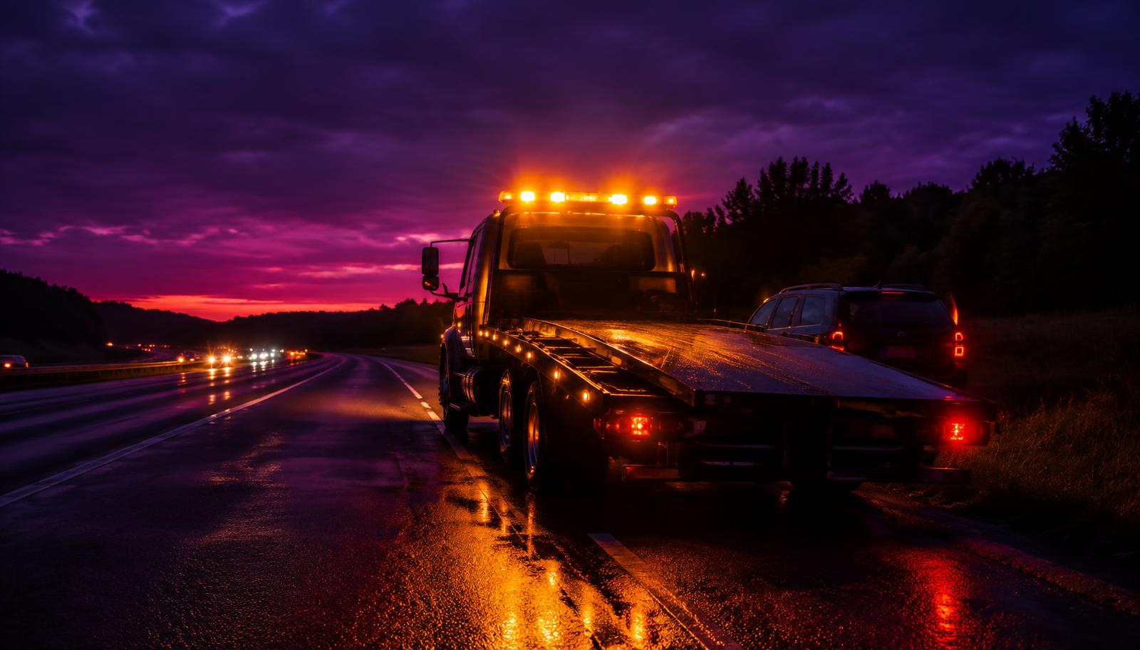 Godspeed Rescue truck on the roadside at night